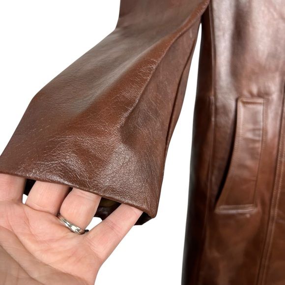 VINTAGE CABRETTA GRAIS Angel Skin 40 Men's Smooth Brown Leather Blazer Coat - Picture 4 of 10